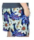 Short Estampado Tactel Elastano Extra Grande Bermuda Azul Aço